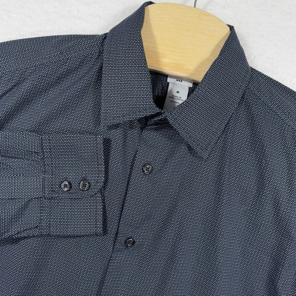 Gap Premium Button Up‎ Shirt Mens Medium Blue Geometric Circles Long Sleeve